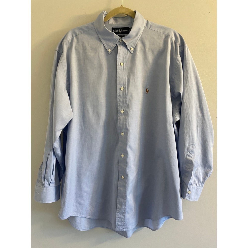 Ralph Lauren Yarmouth Mens 17-33 Light Blue Cotton Oxford Button Down Shirt